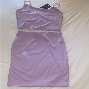 Lavender Two piece skirt and crop top set